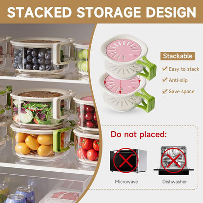 Fruit Vegetable Washing Bowl with Strainer, Multifunctional Produce Washer, Berry Container, Lettuce Keeper for Fridge Refrigerator Organization, Portable Strainers and Colander for Kitchen