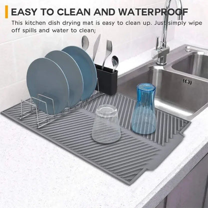 1PC Silicone Kitchen Drain Mat Non-Slip Drying Pad for Pots Dishes & Utensils Heat-Resistant Tableware Coaster
