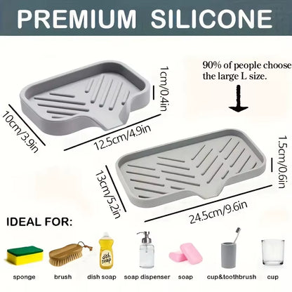 Silicone Faucet Mat Kitchen Sink Tray Soap Dispenser Sponge Drain Pad Sink Splashdrying Mat Countertop Storage Tray Soaptray