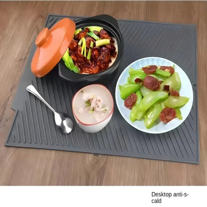 1PC Silicone Kitchen Drain Mat Non-Slip Drying Pad for Pots Dishes & Utensils Heat-Resistant Tableware Coaster